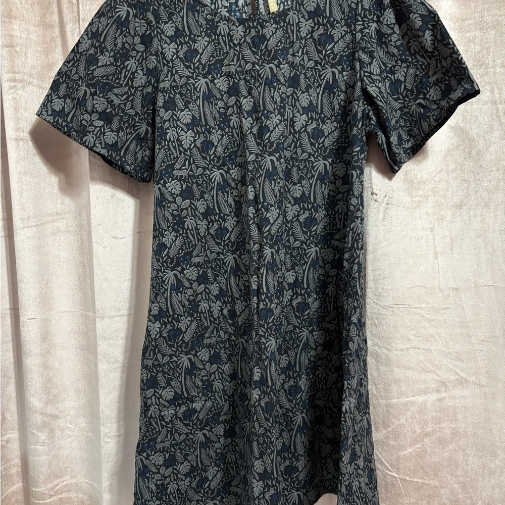 Mata Traders Black and Blue Jungle Print A-Line Trapeze Dress